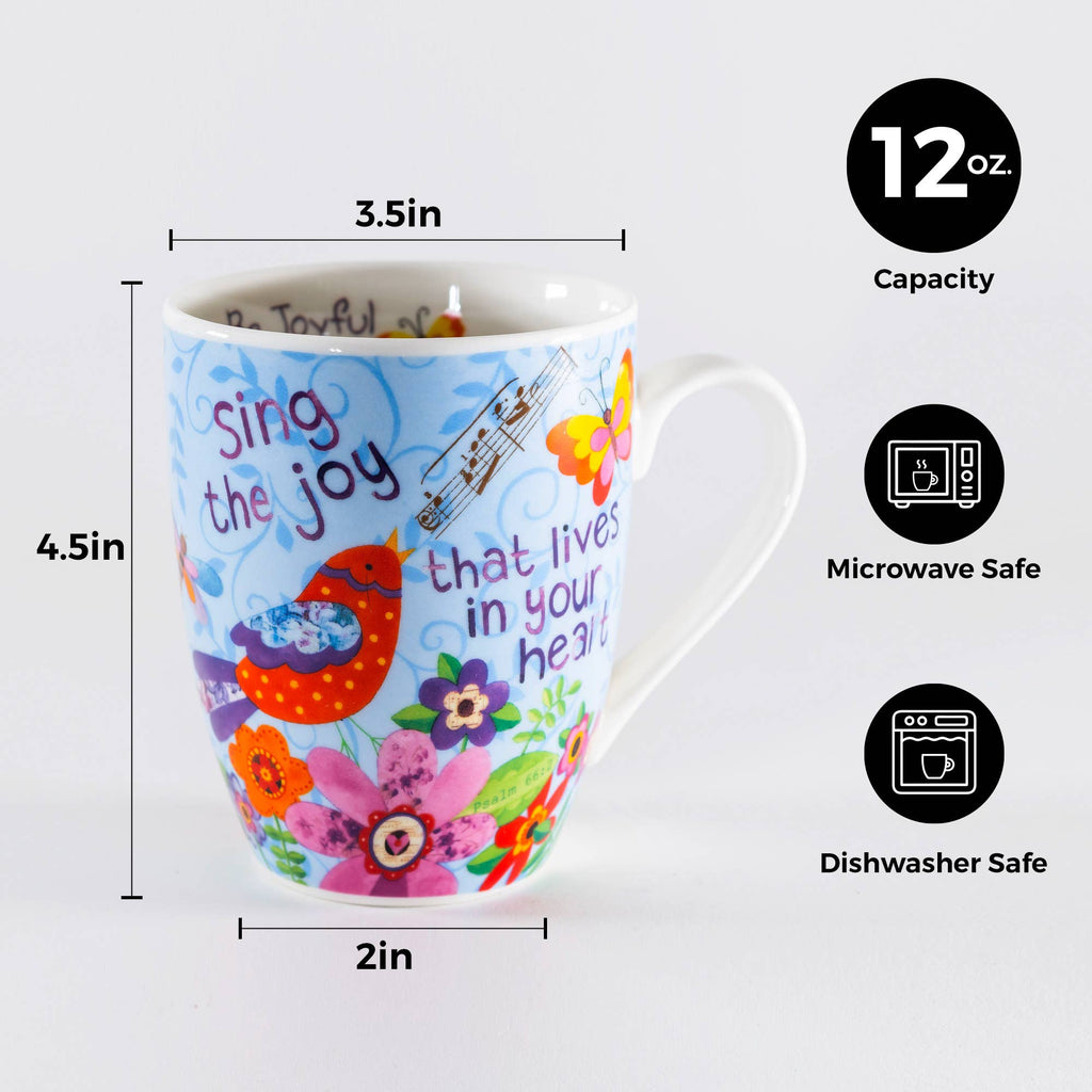 Sing Joy Bird, Psalm 66: 2 Ceramic Curvy Mug