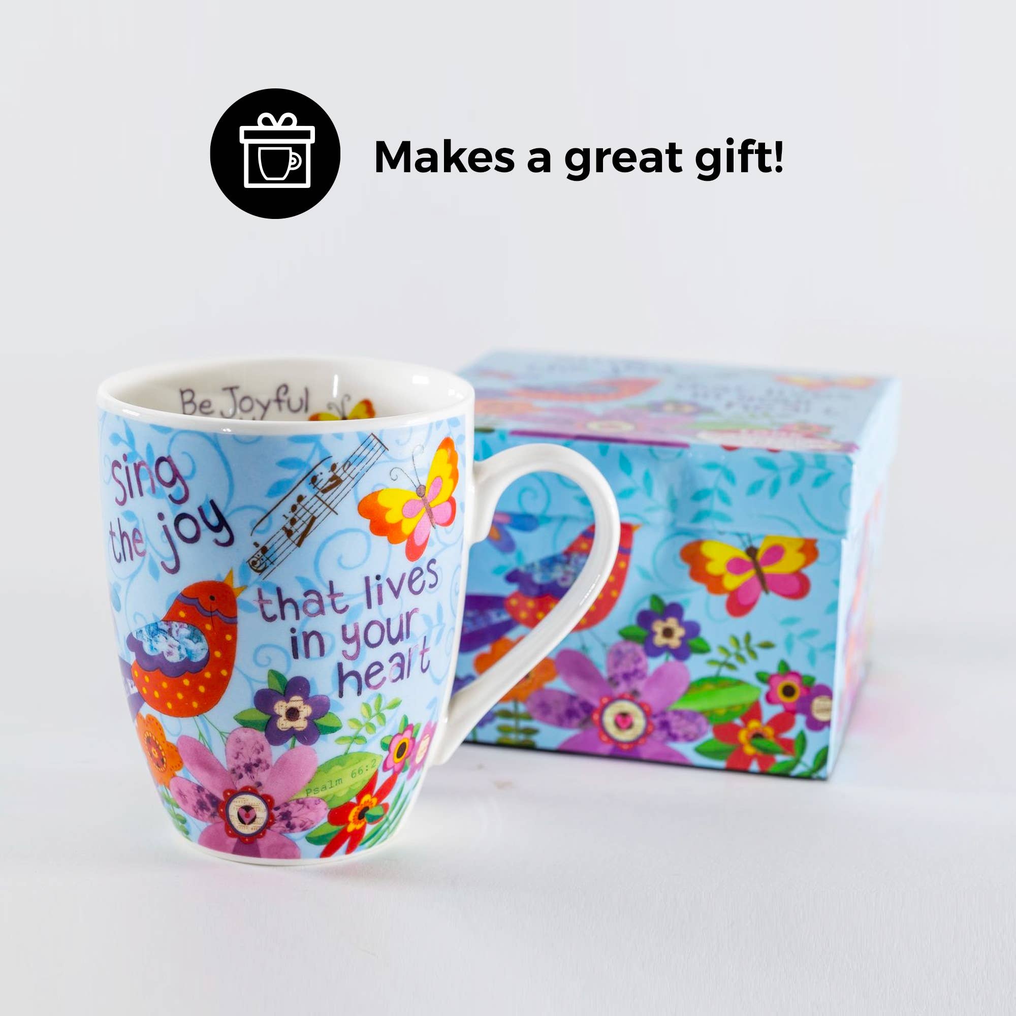 Sing Joy Bird, Psalm 66: 2 Ceramic Curvy Mug