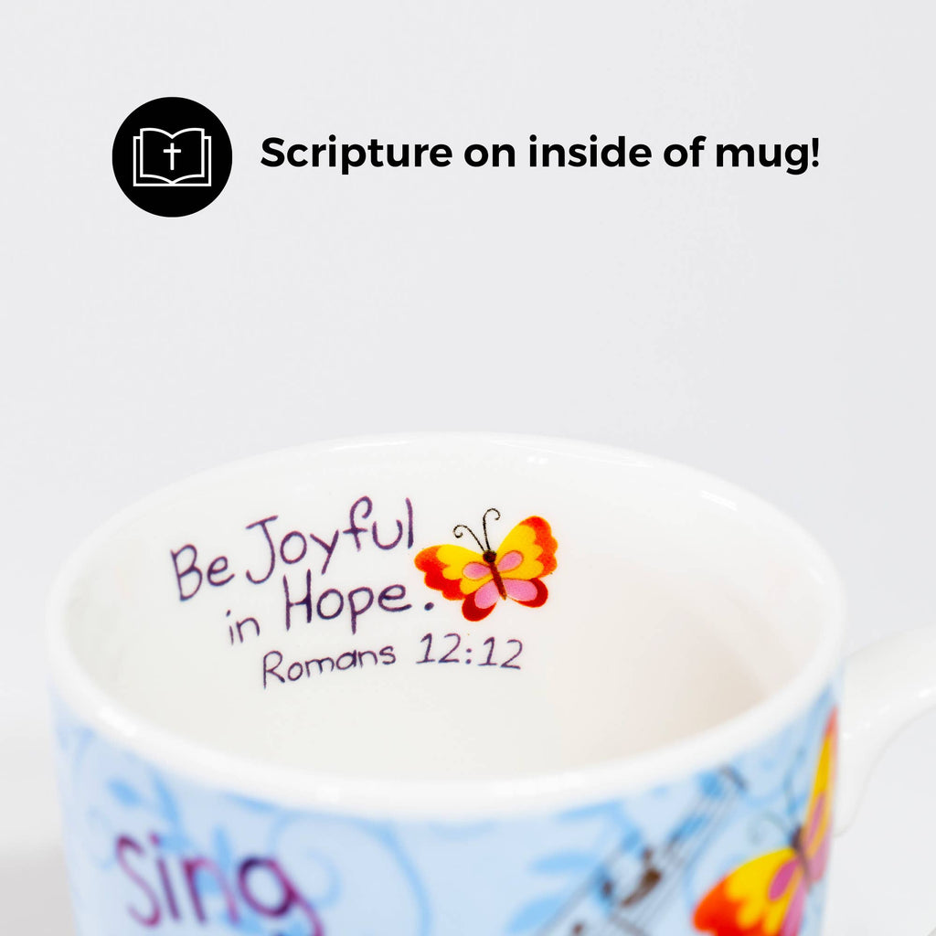 Sing Joy Bird, Psalm 66: 2 Ceramic Curvy Mug