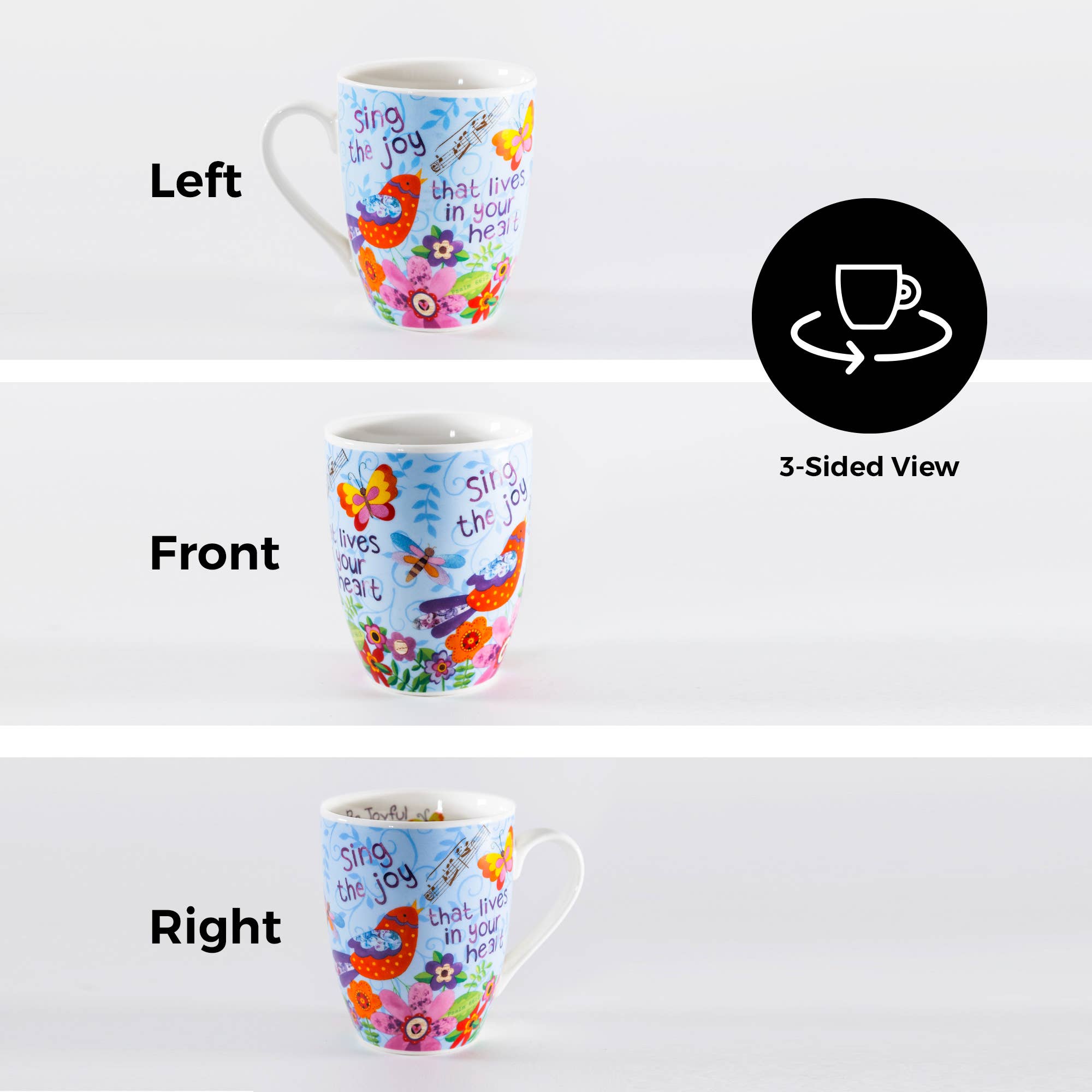 Sing Joy Bird, Psalm 66: 2 Ceramic Curvy Mug