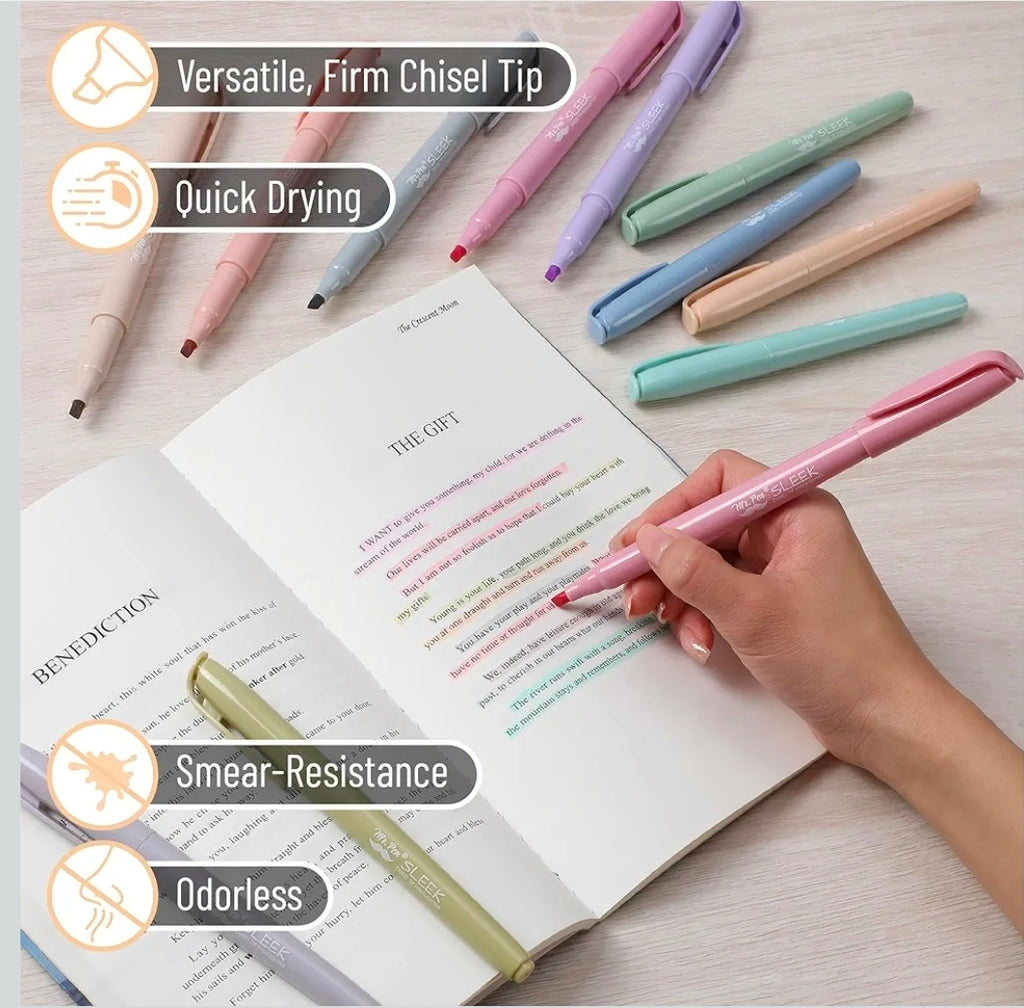 Mr. Pen Highlighters - Chisel Tip, Pastel Colors, No Bleed, Set